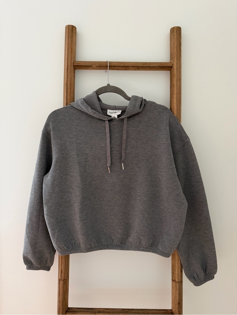 For The Republic Grey Hooded Cropped Women's Sweatshirt